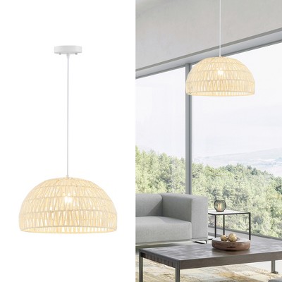 Costway Paper Pendant Light Fixture with Adjustable Hanging Rope Available for E26 Bulbs