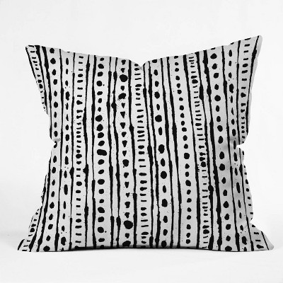 16"x16" Andi Bird Ink Striped Throw Pillow Black/White - Deny Designs: Woven, Zipper Closure, Indoor Decor