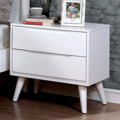 Kumasinova 24" Solid Wood Nightstand with Round Tapered Legs,Modern Night Stand with Drawers,Bedside Table for Living Room,Bedroom Furniture