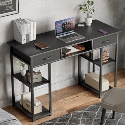Okak Modern Small Home Office Storage Computer Desk with Drawers/Shelves,Multifunctional Sthdent Writing Desk with for Study,Office,Studio
