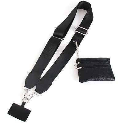 Universal Crossbody Strap for Phone Case with Zippered Pouch, Fashion Neck Lanyard, Detachable Wrist Strap, Compatible with iPhone 16 Pro Max, 15 Plus