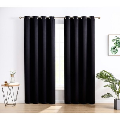 HLC.ME Oxford Curtains for Living Room, Room Darkening Energy Saving, Insulated Darkening Window Grommet Panels, Set of 2