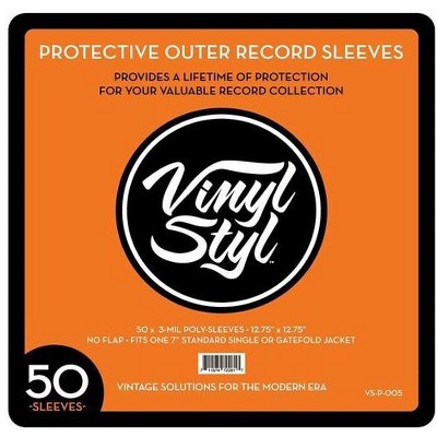 Vinyl Styl® 12 Inch Vinyl Record Outer Sleeve Polyethylene - 50 Count (Clear)