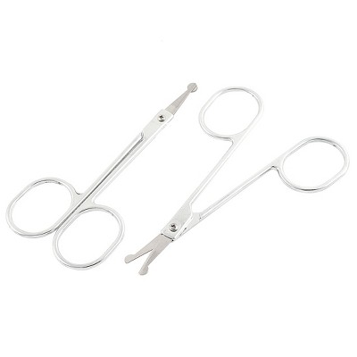 Unique Bargains Round-Tip Eyebrow Scissors Silver Tone 3.3" x 1.6" x 0.08" 2 Pcs