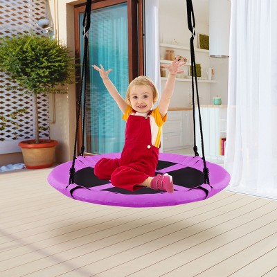 Costway 40" Flying Saucer Tree Swing Indoor Outdoor Play Set Kids Christmas Gift Purple/Blue/Green/Colorful/Blue Rocket/Blue Whale/Woods/Dark Green/Dark Pink/Yellow/Pink