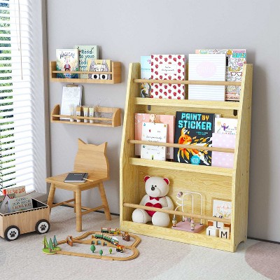 KTMBDW 3 Tier Kids Book Shelf,Kids Book Rack, Helps Keep Bedrooms, Playrooms, and Classrooms Organized, Natural