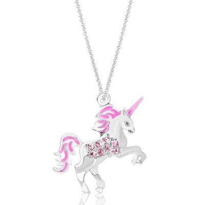 Chanteur Hypoallergenic Kids Jewelry Accessories Unicorn Crystal White Gold Palladium Plating Necklace Pendant