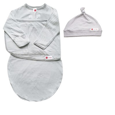 embe Newborn Long Sleeve Swaddle Sack and Top Knot Hat Set (0-3 months)