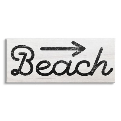 Stupell Industries Weathered Beach Direction Sign Rustic Arrow Symbol Canvas Wall Art