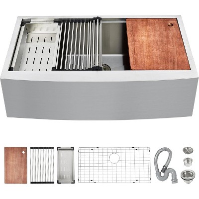 Acekool 30" Stainless Steel Farmhouse Sink Workstation, 30x20 Apron Front Single Bowl with Cutting Board & Accessories