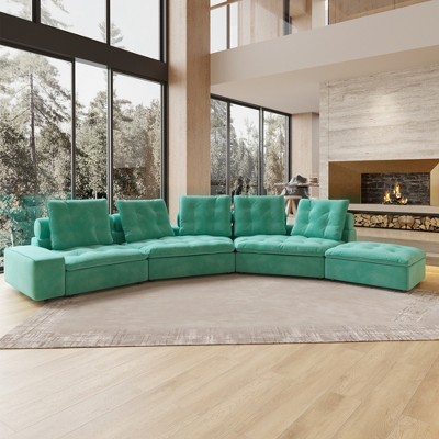 Cloud Sectional Couch,238.57"Down Filled Curved Convertible Sofa,Oversized 5 Seater Modular  Sectional Couches for livingroom,Adjustable Backrest