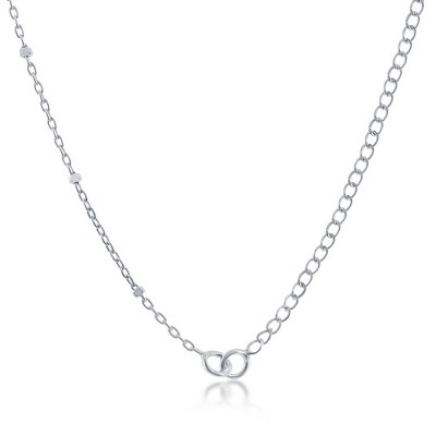Links of Italy Sterling Silver Half Curb & Square Beads by the Yard Chain - Available Sizes: 16  , 18  , 20  Inches