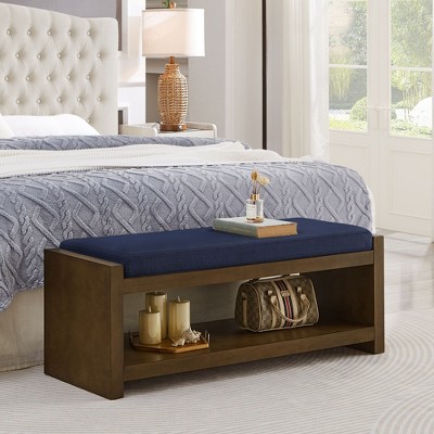 PAGED Storage Shoe Bench with Lower Shelf Shoe Rack, Modern Entryway Bench with Removable Cushion for Family Room, Entryway