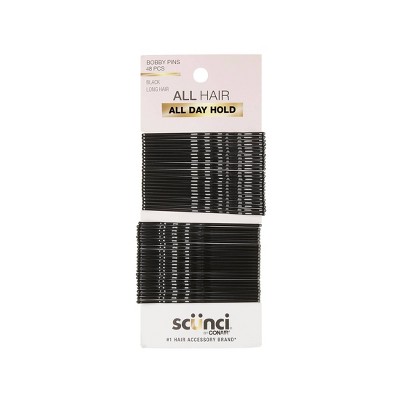 scünci Extra Long Metal Bobby Pins - Black - Long Hair - 48pcs