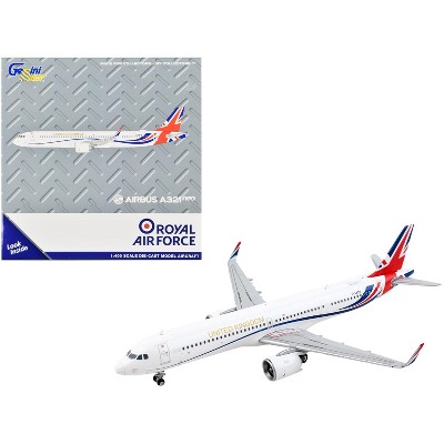 Airbus A321neo Transport Aircraft "Royal Air Force" White with UK Flag Tail 1/400 Diecast Model Airplane by GeminiJets