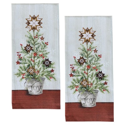 Park Designs Joy Christmas Tree Printed Dishtowel Set Of 2