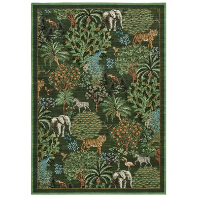 Washable Jungle Animal Print Large Living Room Rugs,Botanical Forest Print Soft Non Slip Bedroom Carpet, Cute Nursery Playroom Rugs