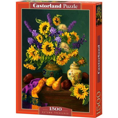 1500 Piece Jigsaw Puzzle, Autumn Treasures, Still nature puzzle, Sunflowers in a vase, Adult Puzzle, Castorland C-152063-2
