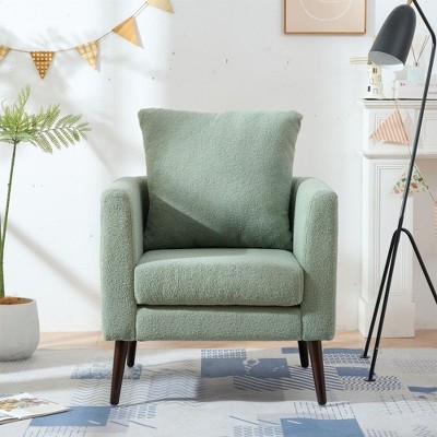 NicBex Fabric Upholstered Accent Chair with Wood Legs and Pillow,Modern Comfortable Arm Chairs for Bedroom,Reading Room