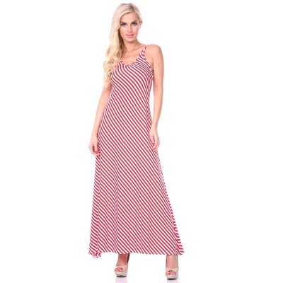 Women's Backless Striped Maxi Dress - White Mark