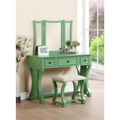 CAVINAS with upholstered Stool Make up Vanity with Drawers Aesthetic Room Decor Stylish Vanity with Mirror for Bedroom