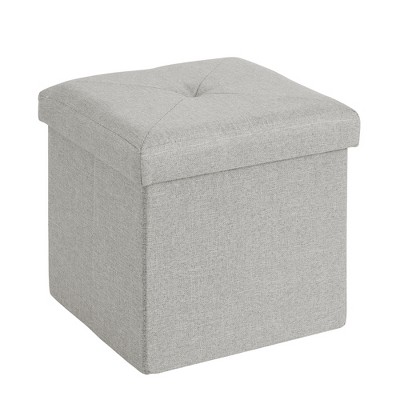 VECELO 46"/30"/15"/11.8" Folding Storage Ottoman Bench, Storage Chest, Linen Fabric Foot Rest Stool, Storage Footstools, Folding Storage Ottoman