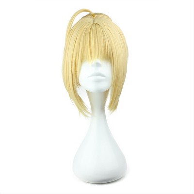 Unique Bargains Women's Wigs 11" Gold Tone with Wig Cap Medium Long Hair