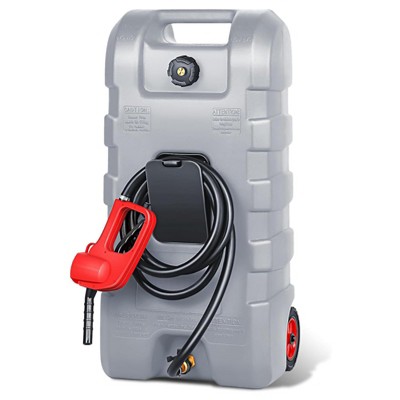 Fuel Caddy, 15 Gallon Portable Fuel Delivery Tank with 10Ft Delivery Hose and Wheels, Diesel and Gasoline Fuel Tank