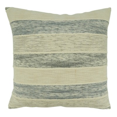 Saro Lifestyle Down Filled Throw Pillow with Stripe Design, 20", Blue