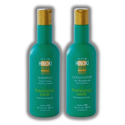 Hayashi System Hinoki Shampoo & Conditioner - For Thinning Hair (10.1oz) Duo Set | Reduces Oil, Adds Volume & Shine | Reduce Breakage & Promote Growth