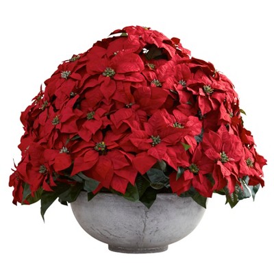 Nearly Natural Giant Poinsettia Arrangement with Decorative Planter