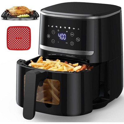 1500W Digital Air Fryer Toaster Oven Combo 5 Quart With 8 Cooking Presets & Visible Cooking Window