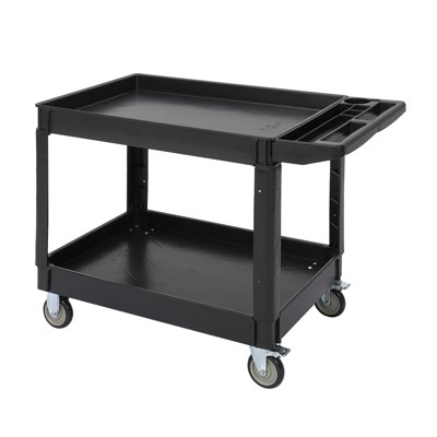 Service Cart 2-Shelf, 500 LBS Heavy Duty Utility Cart with Wheels, Rolling Storage Cart for Warehouse, Garage, Cleaning Use