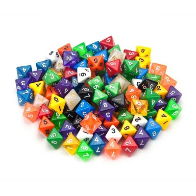 Slickblue Random Bulk d8 or d10 Dice Set – 100+ Mixed Colors Polyhedrals for for RPG & Tabletop Games