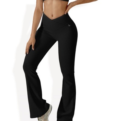 Anna-Kaci Active Women's High-Rise Flared Yoga Pants with Crossover Waist Detail