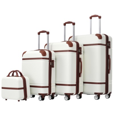 Lyngins 4-Piece Hardside Luggage Set – 20" Carry on Luggage, 24" & 28" Expandable Spinner Suitcases with TSA Lock, Cosmetic Case, 360° Wheels