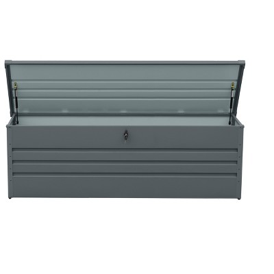 Cesicia 260 Gallon Metal Outdoor Deck Box Waterproof, Lockable Large Patio Storage Box, for Pool Accessories, Garden Tools, Dark Gray