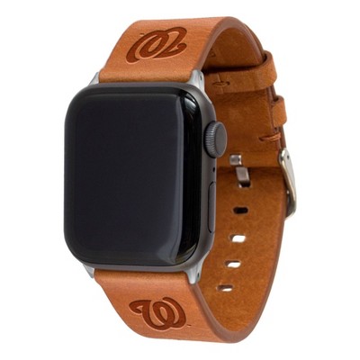 MLB Washington Nationals Apple Watch Compatible Leather Band 42/44/45/49mm - Tan