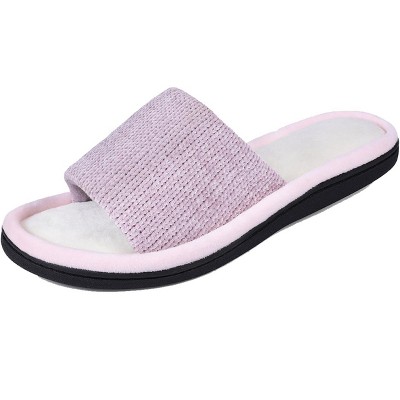 ROXONI Women's Soft Open Toe Slide Slippers, Indoor Outdoor Rubber Sole
