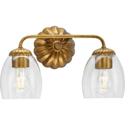 Progress Lighting Quillan 2-Light Vanity Light, Gold Ombre, Clear Glass Shades: Elegant, versatile, and artisanal, perfect for modern and transitional