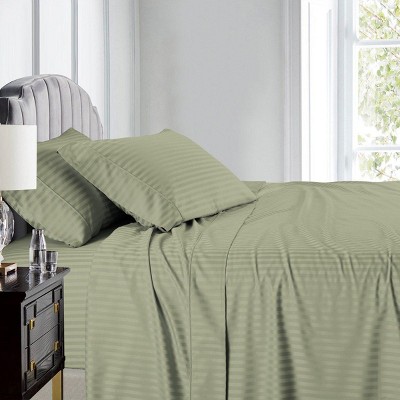 Egyptian Linens Top Split (Flex) King Sheet Set Luxury 608 Thread Count Damask Stripe