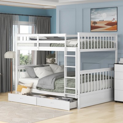 Wooden Bunk Bed with Built-in Ladder & Storage Drawers, Convertible into Two Beds - ModernLuxe