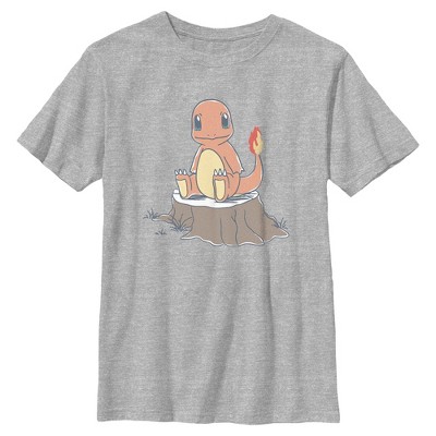Boy's Pokemon Charmander on Tree Stump T-Shirt