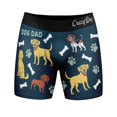Mens Dog Dad Boxer Briefs Funny Saying Cool Gift Hilarious Underwear for Guys - Crazy Dog Boxer Briefs for Animal Lovers