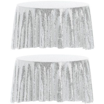 Unique Bargains Parties Polyester Sequin Round Tablecloth