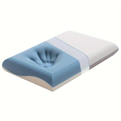 Dyonery 3.2/4.72 inch Medium Firm Memory Foam Thin Pillows for for Back & Side Sleeper,Orthopedic Cervical Neck Pillow with Two-Sided Reversible Cover