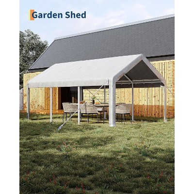 10'x20' Heavy Duty Carport Canopy, Galvanized Steel Frame Car Port with Roll-Up Windows & Doors, UV Resistant Waterproof Tarp, Portable Garage