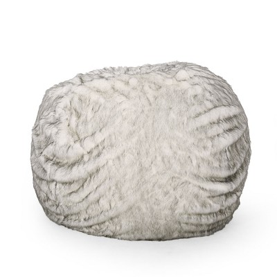 NicBex Round Short Faux Fur Bean Bag,Lazy Floor Sofa with Removable Covers for Apartment,Living Room,Bedroom