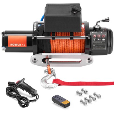 VEVOR Electric Winch, 10,000 lb, 12V DC Truck Winch with Φ7/20 in x 65 ft Synthetic Rope Aluminum Fairlead Wireless & Wired Remote Control