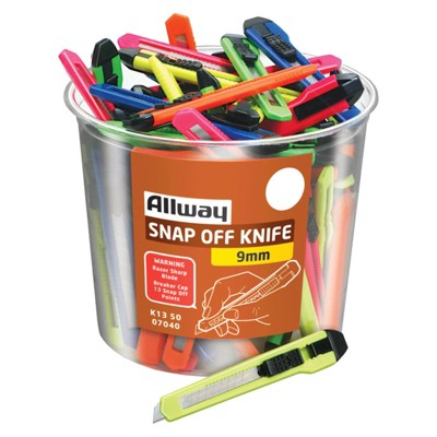Allway 5 in. Snap-Off Utility Knife Assorted (Case of 50)